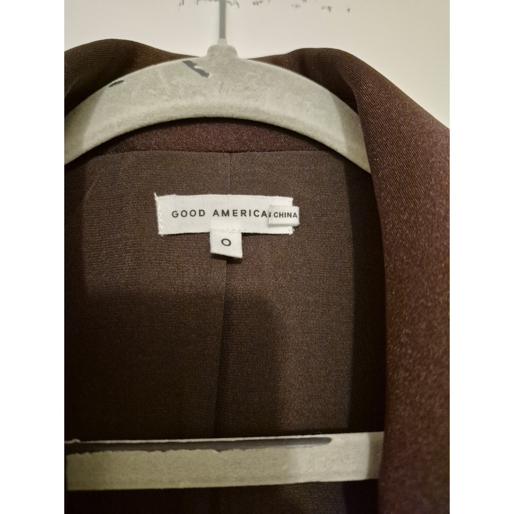 Good American Women Brown Satin Single Breasted Blazer Jacket Size 0 NWT - Picture 4 of 6